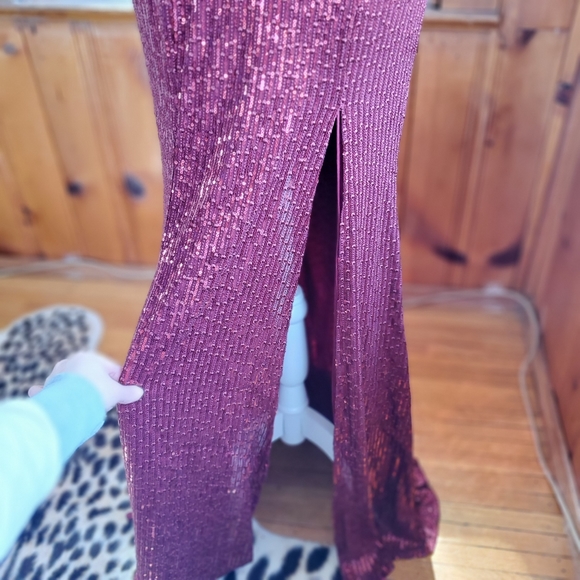 Lulus catching compliments burgundy sequin gown - Picture 13 of 14